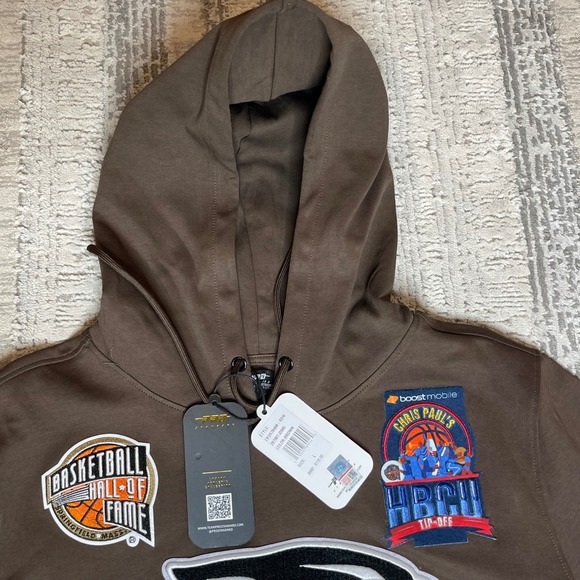 NWT PRO Standard Brown HBCU Basketball Hall of Fame Chris Paul Hoodie Mens LARGE - Picture 5 of 12